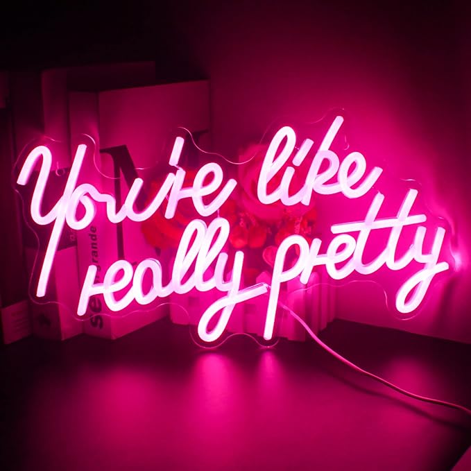 You’re Like Really Pretty Neon Sign Pink LED Wall Light USB Dimmable Bedroom Decor
