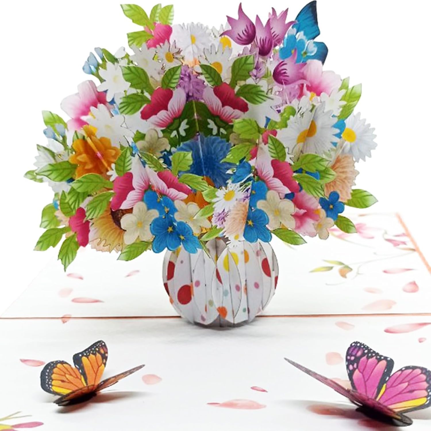 Flower Vase Magic Pop Up Card – 6" X 8" 3D Floral Bouquet Greeting With Butterflies For Birthday, Mother’S Day, Anniversary, Thinking Of You, Surprise Gift With Envelope