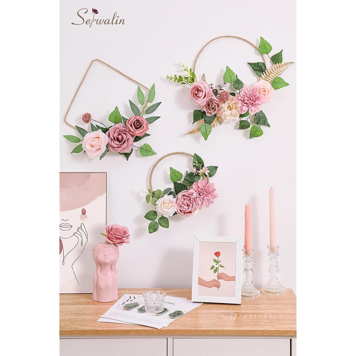 Artificial Flowers Dusty Pink Silk Fake Flowers For Diy Wedding Bouquets Cake Flowers Spring Decor Table Centerpieces Arrangements Baby Shower Decoration