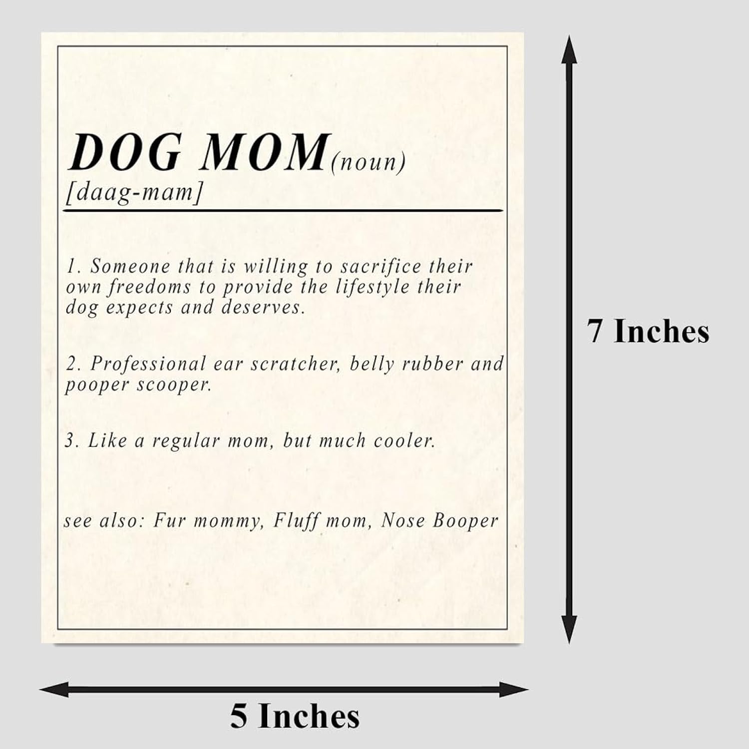 Dog Mom Definition Card, Best Dog Mom Card, Dog Mom Birthday Card From Dog, Card For Dog Mom, Mothers Day Cards From Dogs, Dog Mom Greeting Card, Card With Envelope (5X7”)