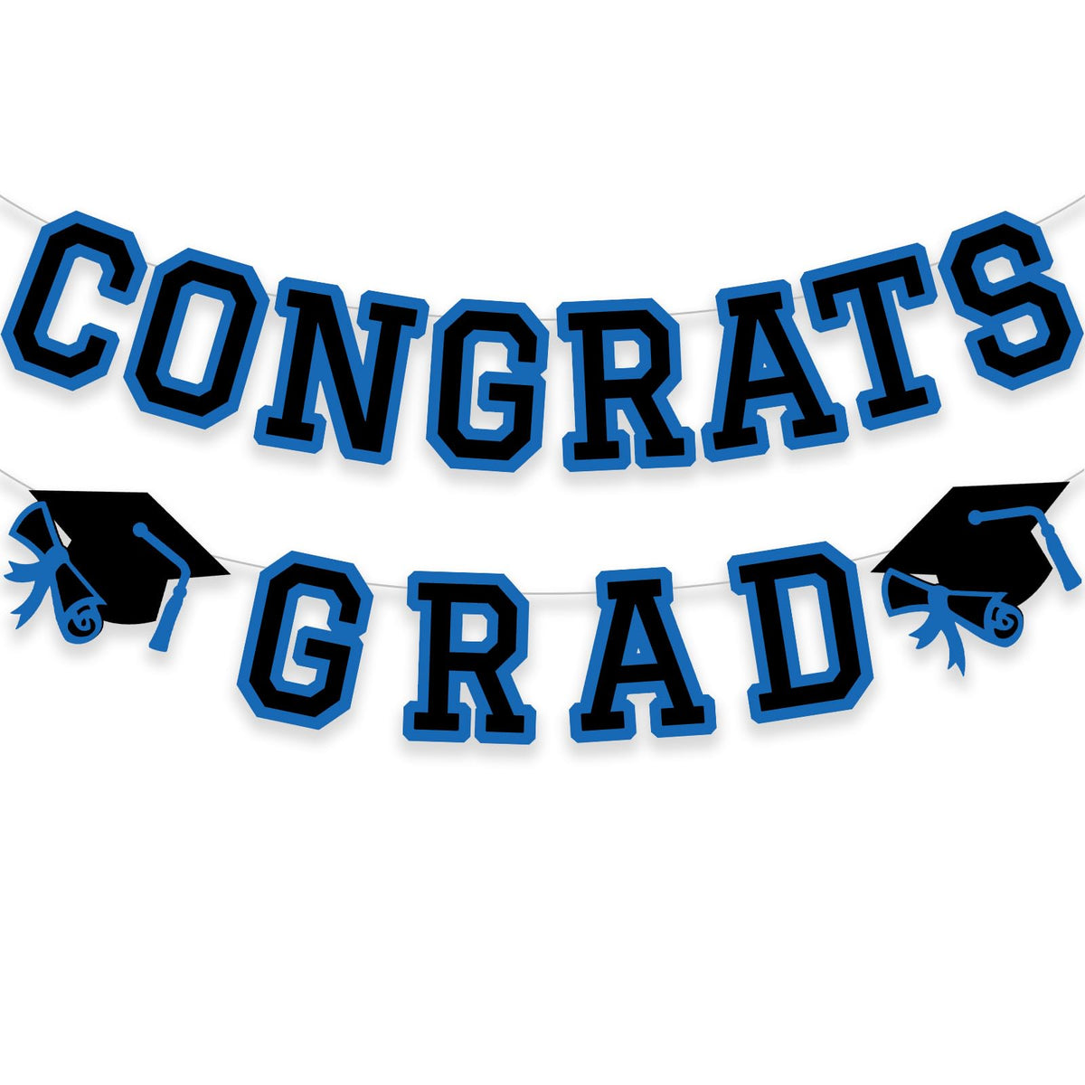 Congrats Grad Banner Graduation Party Banner Decoration Hanging Garland High School College Backdrop Supplies Blue