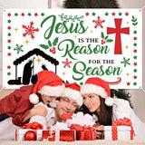 Christmas Jesus Is The Reason For The Season Backdrop Banner Xtralarge Nativity Cross Xmas Winter Holiday Religious Party Wall Decorations Supplies For Home Church Outdoor 78 X 45 Inch