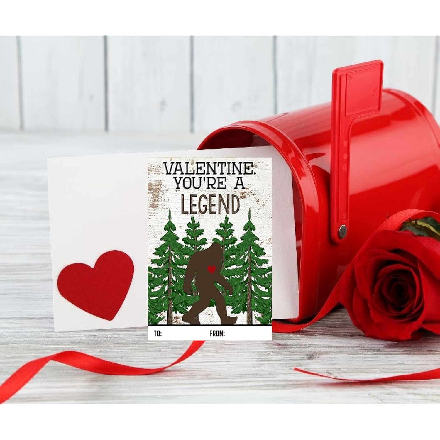 Bigfoot Themed Valentine'S Day Card Set (Set Of 25) Valentine Classroom Sharing Exchange Gift Giving Kids
