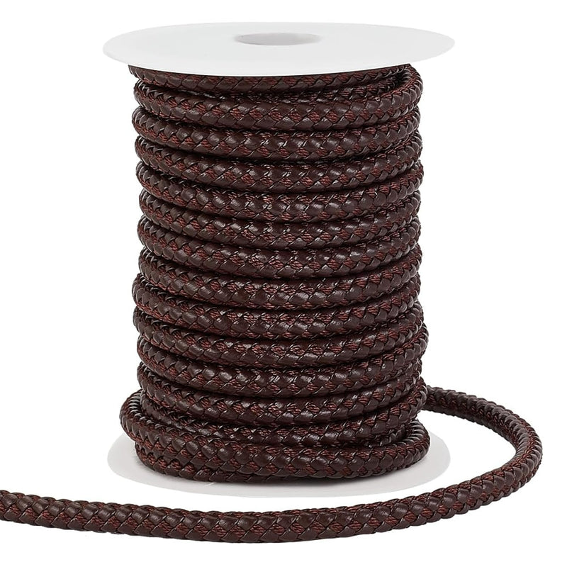 10 Yards Round Braided Leather Cord, 8Mm Leather Rope Jewelry Craft Cord Tie C