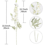 8Pcs Delphinium Artificial Flowers Larkspur Bulk Silk Flowers 33.5 In Long Stem Fake Flowers For Home Garden Wedding Floral Arrangements Decor (8, White)