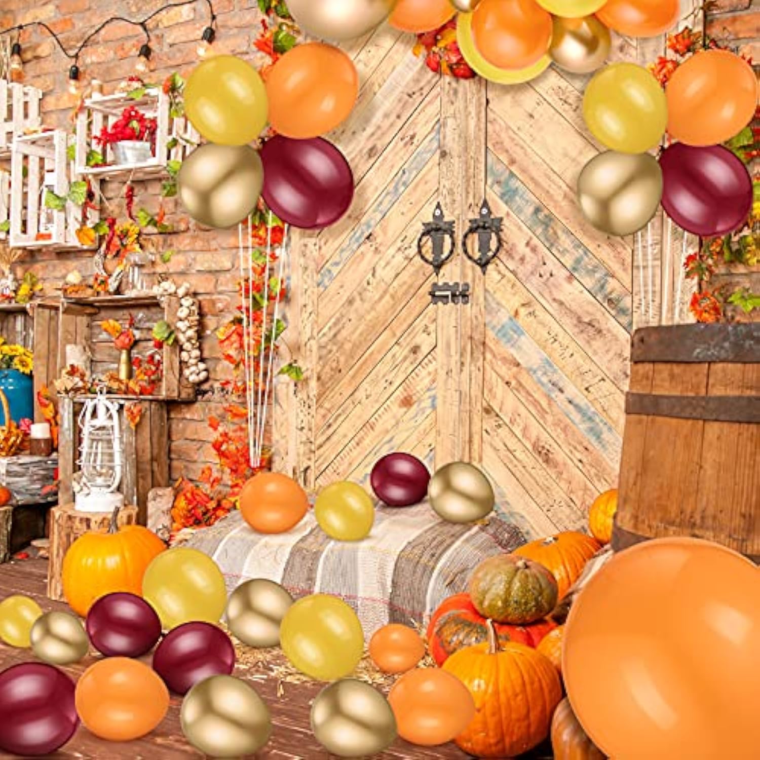 Fall Balloon Garland Kit: Orange, Gold & Burgundy Autumn Decor (124pcs)