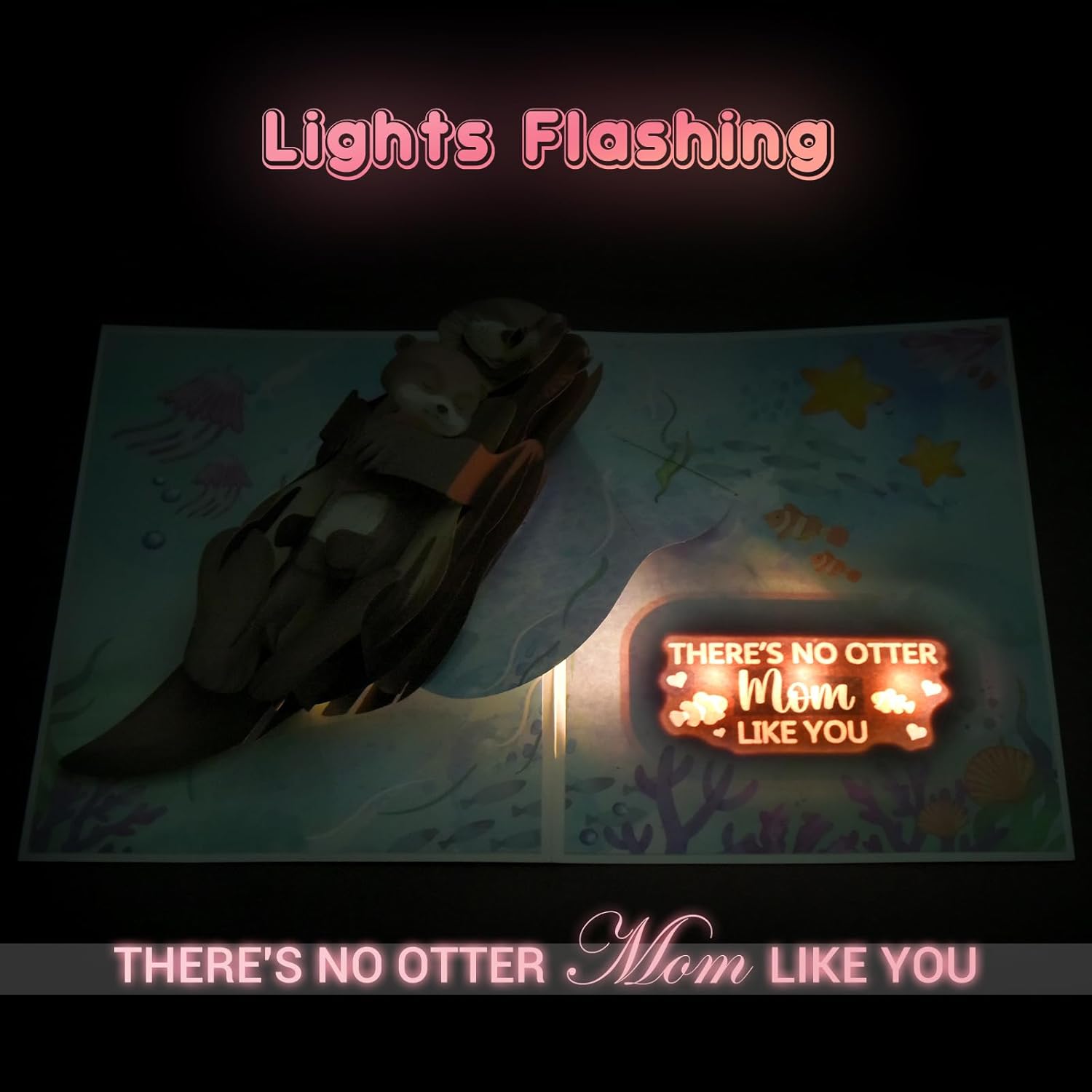 Otter Pop Up Mother'S Card For Mom, Lights & Music 3D Happy Mothers Day Card From Son Daughter, Cute Mother Day Greeting Card For Mother, There’S No Otter Mom Like You