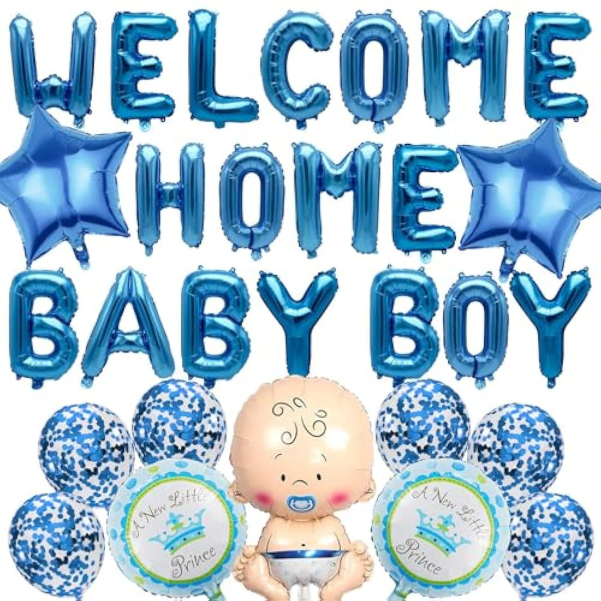 Welcome Home Baby Boy Balloons – 29pcs Blue Star Party Decorations