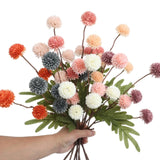 Pompon Mum Artificial Flower, 8 Pcs Faux Flowers Mini Ball Chrysanth With Stems Kiku Flower Home Decor, Fake Silk Flowers For Diy Bouquet Centerpieces Office Wedding Decoration (White)
