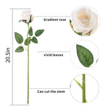 10Pcs Silk Rose Flower Artificial Roses With Long Stems For Diy Wedding Bouquets Centerpieces Bridal Shower Party Home Decor (White)