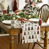 Xmas Tree Christmas Table Runner, Seasonal Winter Kitchen Dining Table Decoration For Home Party Decor 13X72 Inch