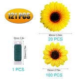 120 Pcs Artificial Sunflower Heads Faux Sunflower Heads In Yellow, 2.8'' And 3.5'' Sunflowers Silk Plastic Plants For Home Garden Wedding Party Decoration Wreath Diy Craft