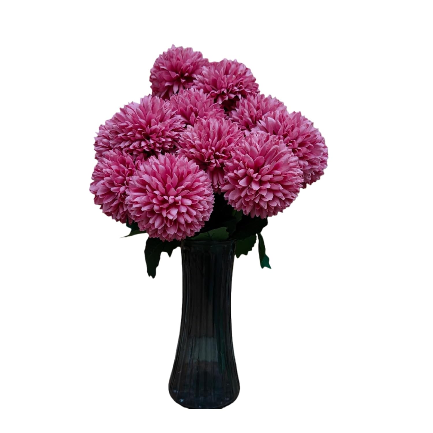 Large Artificial Kiku Flowers, Artificial Chrysanthemum Ball?18 Heads Silk Mums Stems, 15.5 Inch, Indoor Floral Arrangement For Home Decor, Living Room, Vase Centerpiece (Mauve)