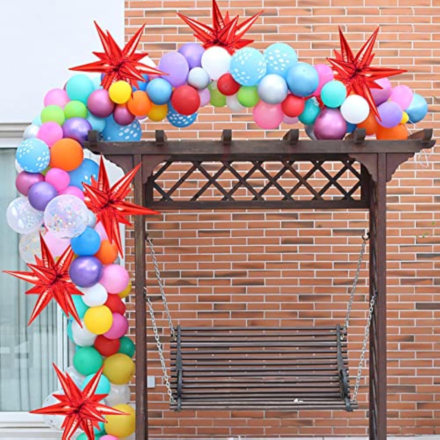 72PCS Red Star Spike Balloons – 26" Foil Cones for Party, Wedding & Photo Backdrops