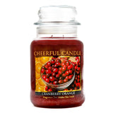 A Cheerful Giver - Cranberry Orange Scented Glass Jar Candle (24 oz) with Lid & True to Life Fragrance Made in USA