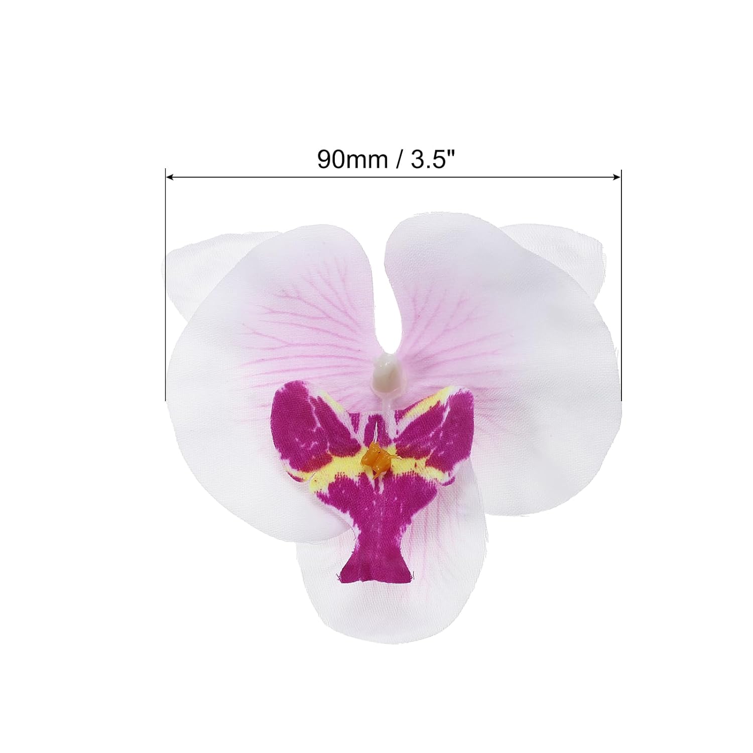 3.5" Artificial Orchid Flower Heads, 40 Pack Silk Phalaenopsis Fake Butterfly Orchid Heads For Wedding Floral Bouquet Decor Diy Craft Making, White Purple