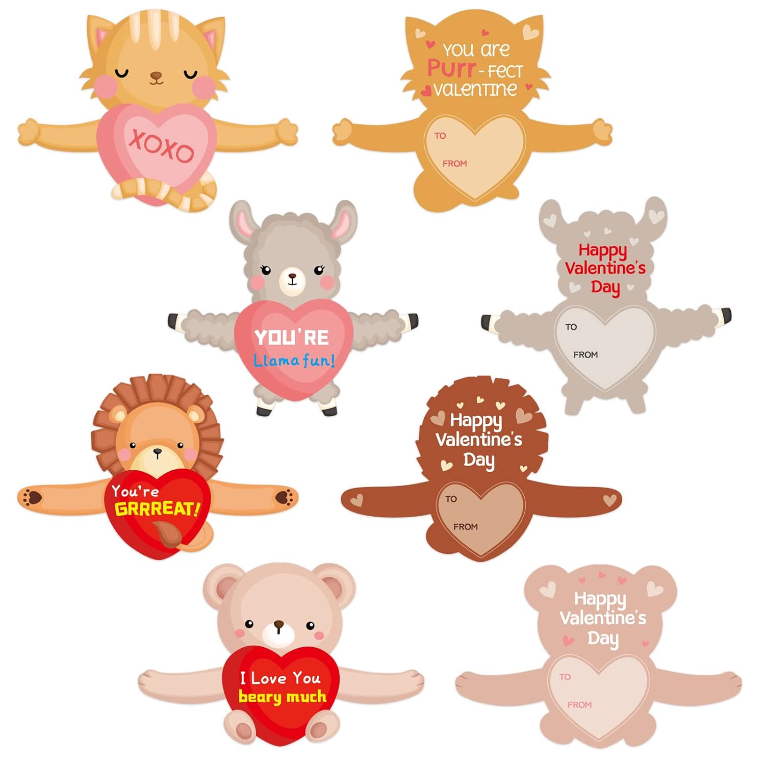 Valentines Day Cards Kids Classroom Valentine Greeting Cards Candy Holder For School Vday Exchange 36 Pcs Cute Animal Designs