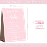 Baby Shower Games For Girl, Don'T Say Baby Game,1 Sign And 52 Mini Pink Clothes Pins, Baby Shower Clothespin Game (Don'T Say Baby Pink)