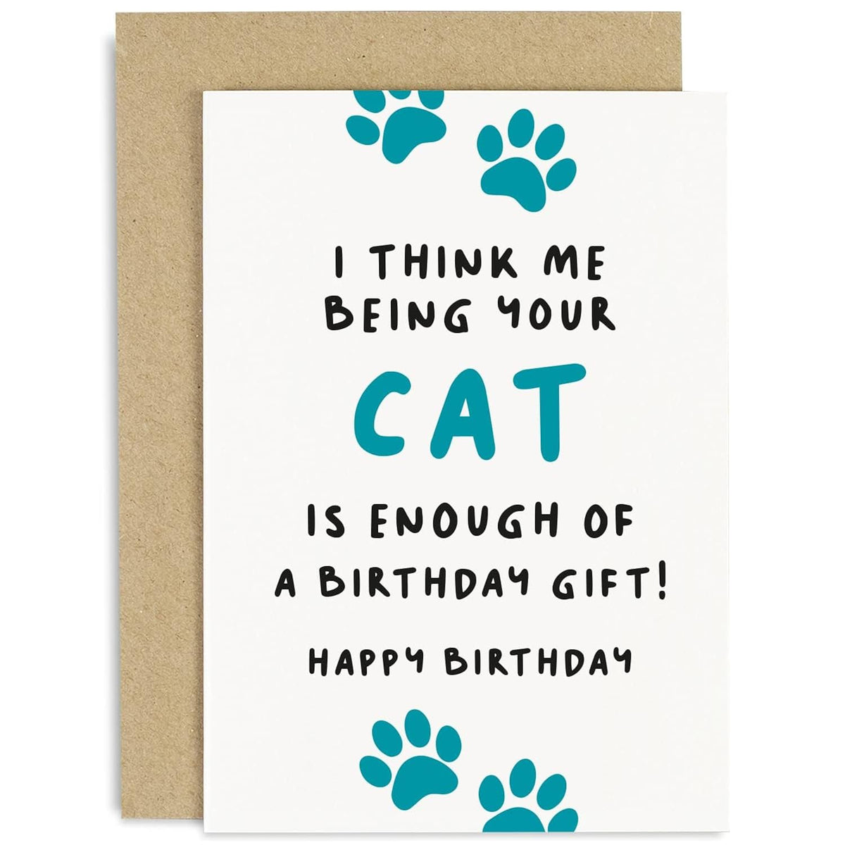Old English Co. Funny Happy Birthday Card From Cat To Mum Dad - Birthday Card For Pet Owner - Birthday Card For Cat Mum And Dad - Husband, Wife, Boyfriend, Girlfriend | Blank Inside With Envelope