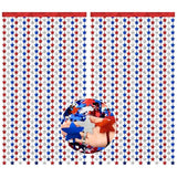 Patriotic Decorations Backdrop,2 Pack Red White and Blue Party Photo Backdrop Patriotic Tinsel Foil Fringe Curtains,Red White and Blue Streamers Tinsel Backdrop Decor,Veterans Day Decorations