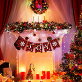 Plaid Christmas Joy Banner Burlap Christmas Rustic Bunting Banner For