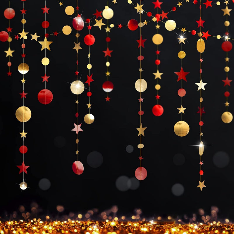 Gold Maroon Party Decorations Red Circle Dots Garland Burgundy Twinkle