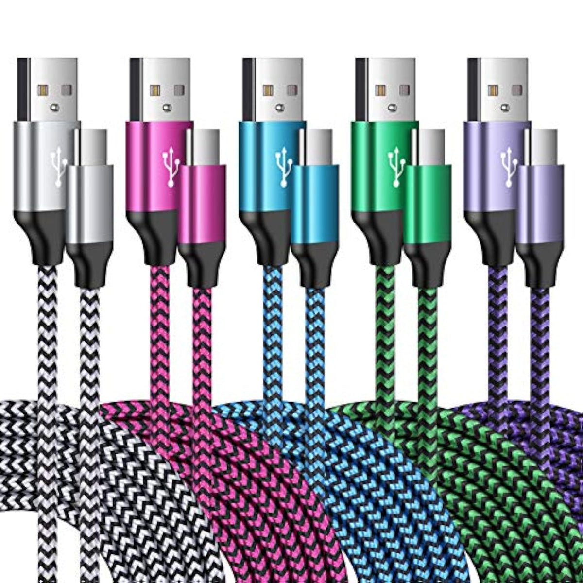 Usb C Cable 3Ft, 5Pack Type C Fast Charging Cable Nylon Braided Android Phone Charger Cord For Iphone 15, Samsung Galaxy S24 A55 A35 A15 A14 A13 5G Z Flip 6/5 A55 A54 A53 S23 S22 Ultra 5G S21 Pixel 8A
