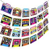 4 Pcs Cassette Tape & Boombox Banners for 80s/90s Music Parties