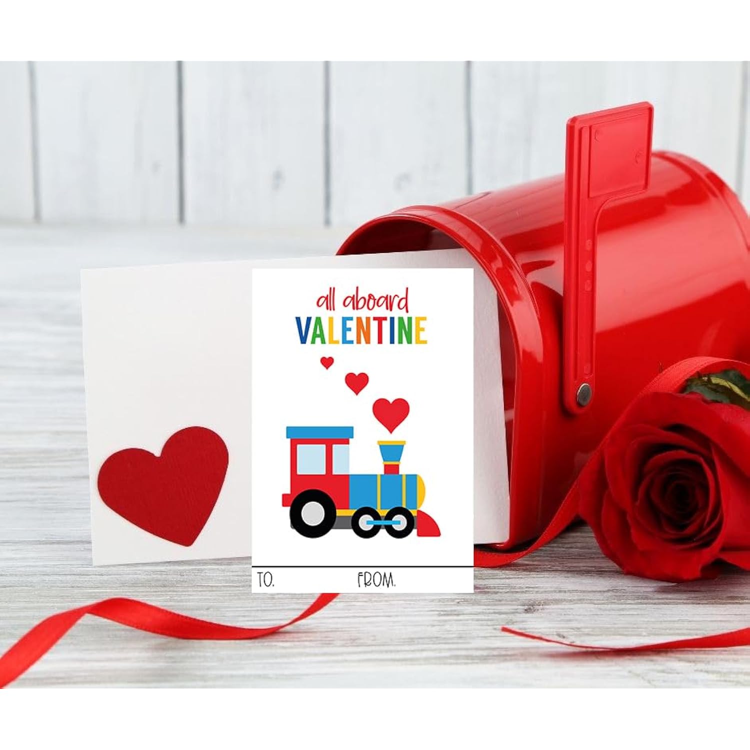 Happy Choo Choo Train Themed Valentines Day Card For Kids School Classroom Exchange (24 Included) Sharing Children Valentine'S Bright Happy