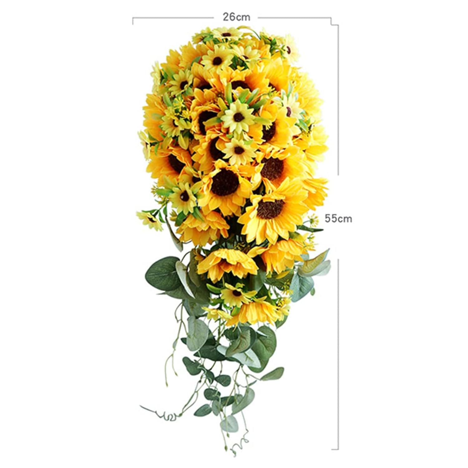 Wedding Bouquets For Bride Bridesmaid Bouquet Artificial Sunflower Water Drops Waterfall Flowers Bride Bouquets For Wedding Thanksgiving Home Decor Gifts, 10 Inch