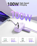 100W GaN Travel Power Strip 6 in 1 Flat Plug Extension Cord ETL