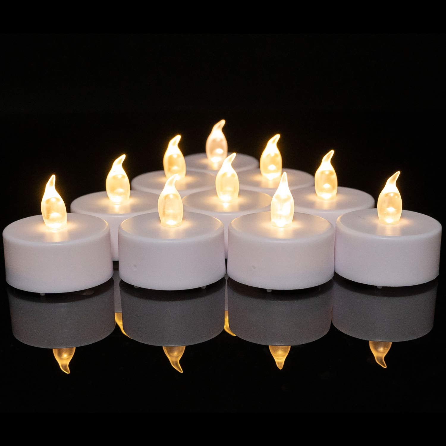 Battery Operated Tea Lights Candles: 24 Pack Realistic And Bright Flickering Holiday Gift Flameless Candles Led Electric Tea Candles For Seasonal & Festival Party Home Decoration (Warm White)