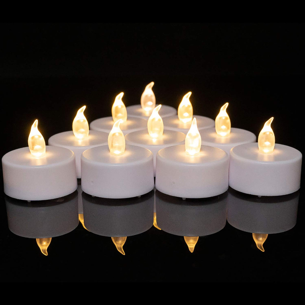 Battery Operated Tea Lights Candles: 24 Pack Realistic And Bright Flickering Holiday Gift Flameless Candles Led Electric Tea Candles For Seasonal & Festival Party Home Decoration (Warm White)