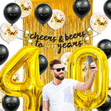 40th Birthday Decorations Gold 40-Inch Balloons, Banner, Fringe & Foil Cups