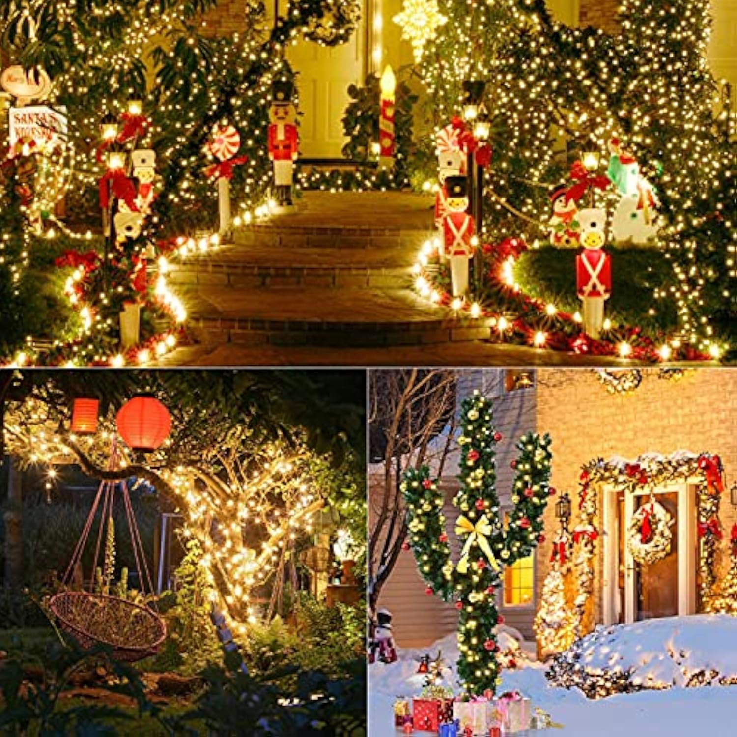 Christmas Lights, 33Ft 100 Led 5Mm Wide Angle Gentle Twinkle, Warm White, 120V Ul Certified Connectable String Lights Fo