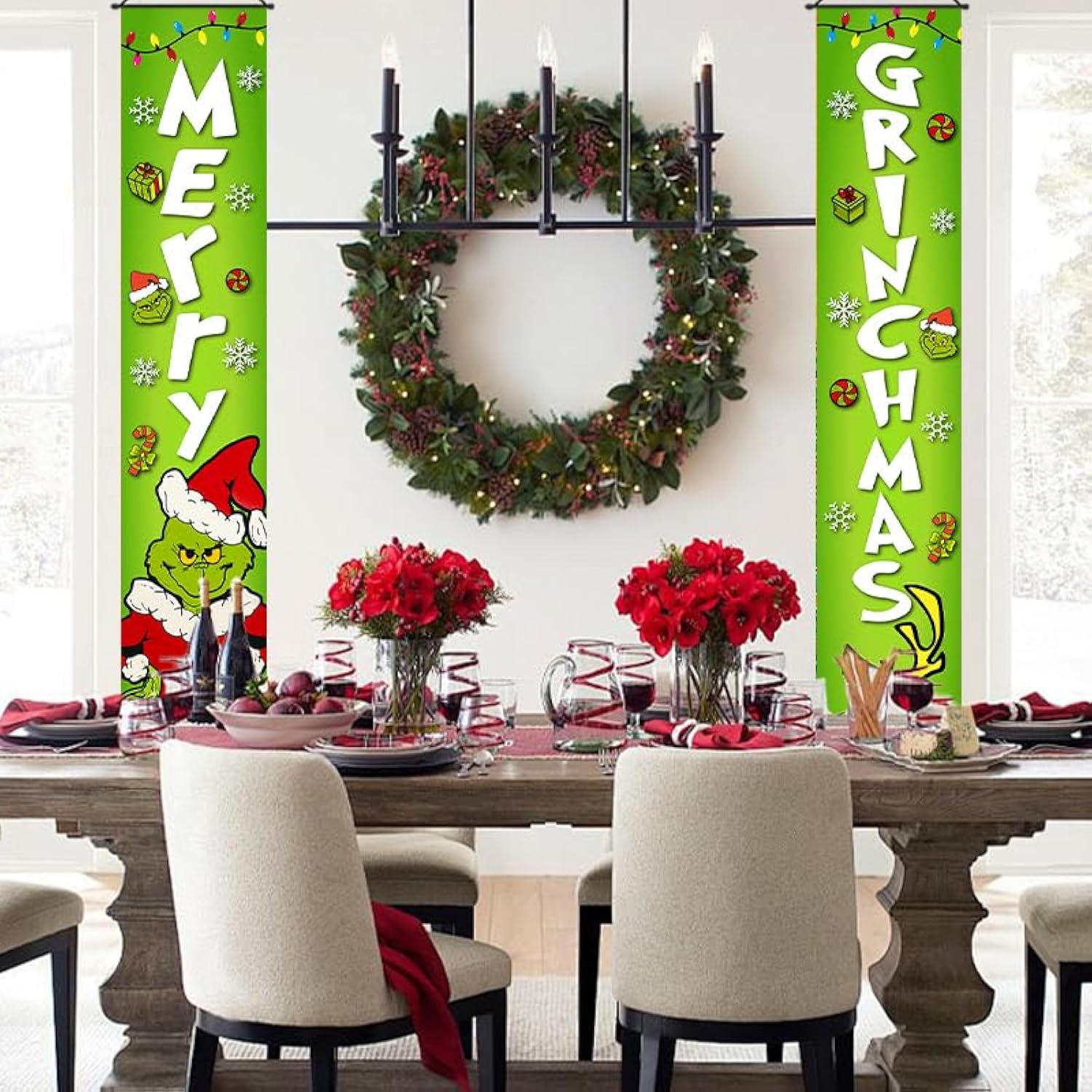 Christmas Banner Door String Porch Banner Merry Christmas Decorations Board Wall Hanging Christmas Xmas Winter Holiday Home Kitchen