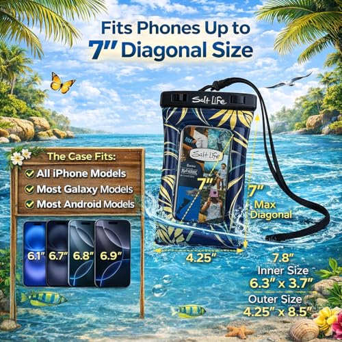 Floating Waterproof Phone Case IPX8 100% Waterproof Phone Case that Floats in Water, Universal Phone Dry Bag with Touchscreen Clear Window, Secure