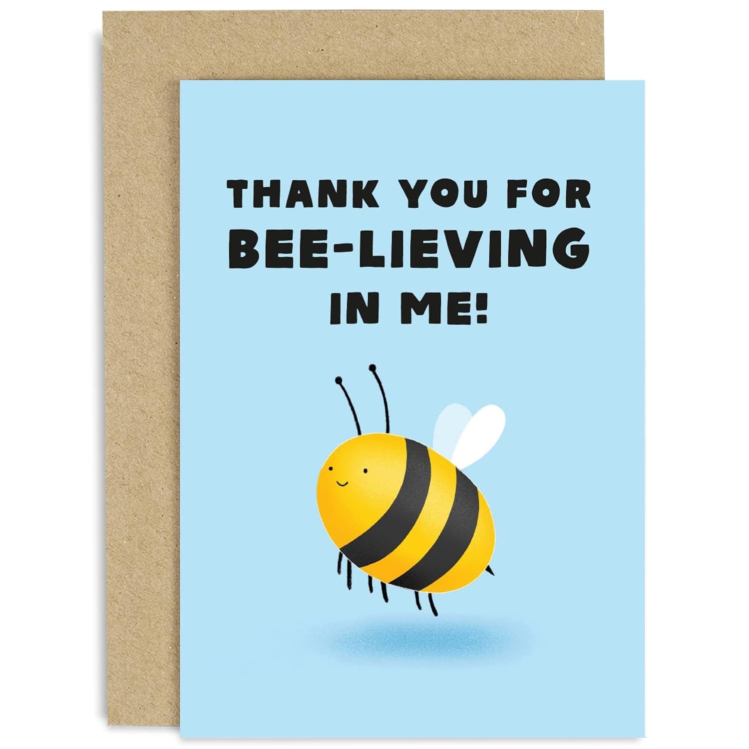 Old English Co. Cute Thank You For Believing In Me Card - Funny Bee Pun Thank You Card For Mum, Dad, Him Or Her | Blank Inside With Envelope