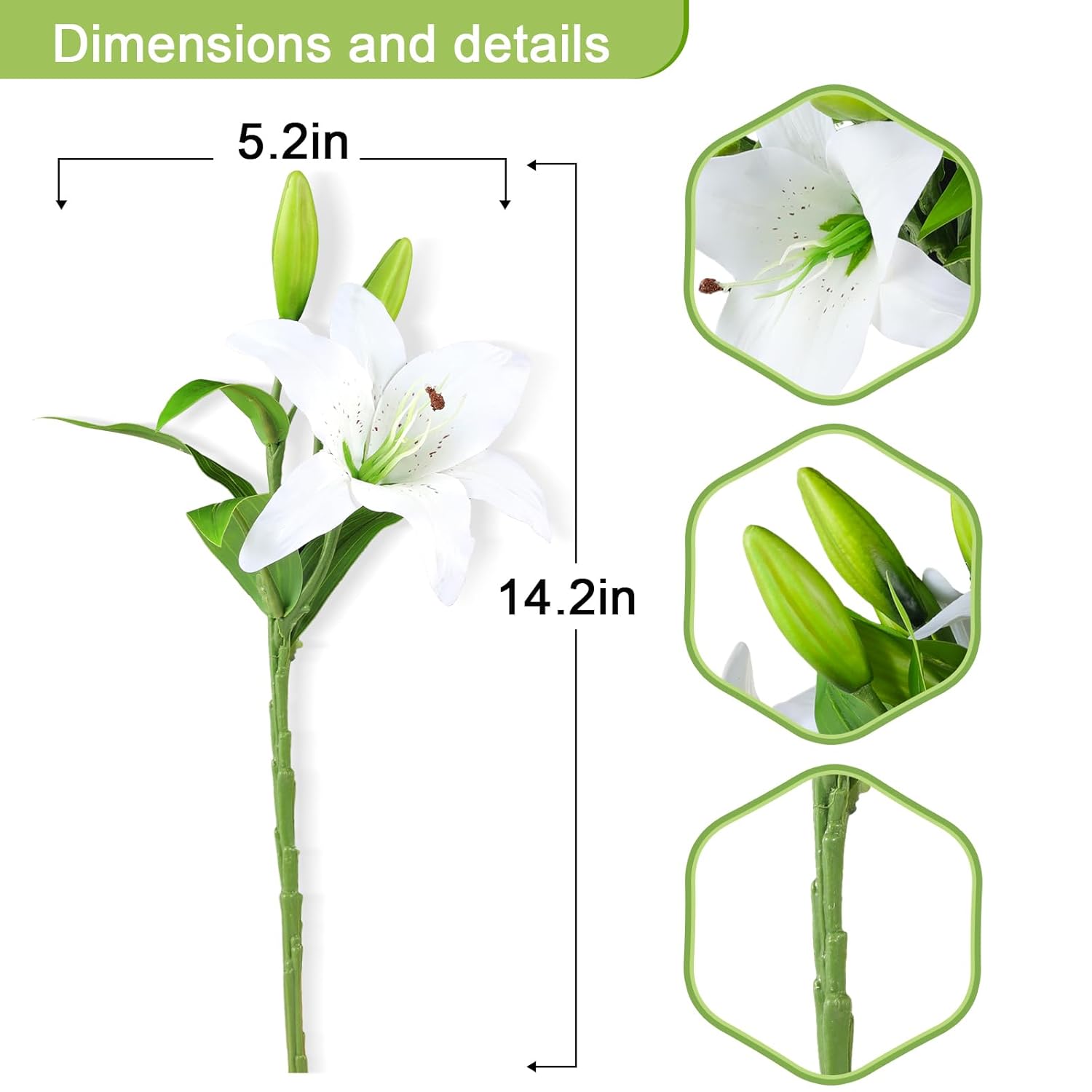 9 Pcs Artificial Lily Easter Lily Flowers For Easter, White Flowers Fake Tiger Lily For Spring White Wedding Table Centerpiece Holiday Home Decoration (9, White)