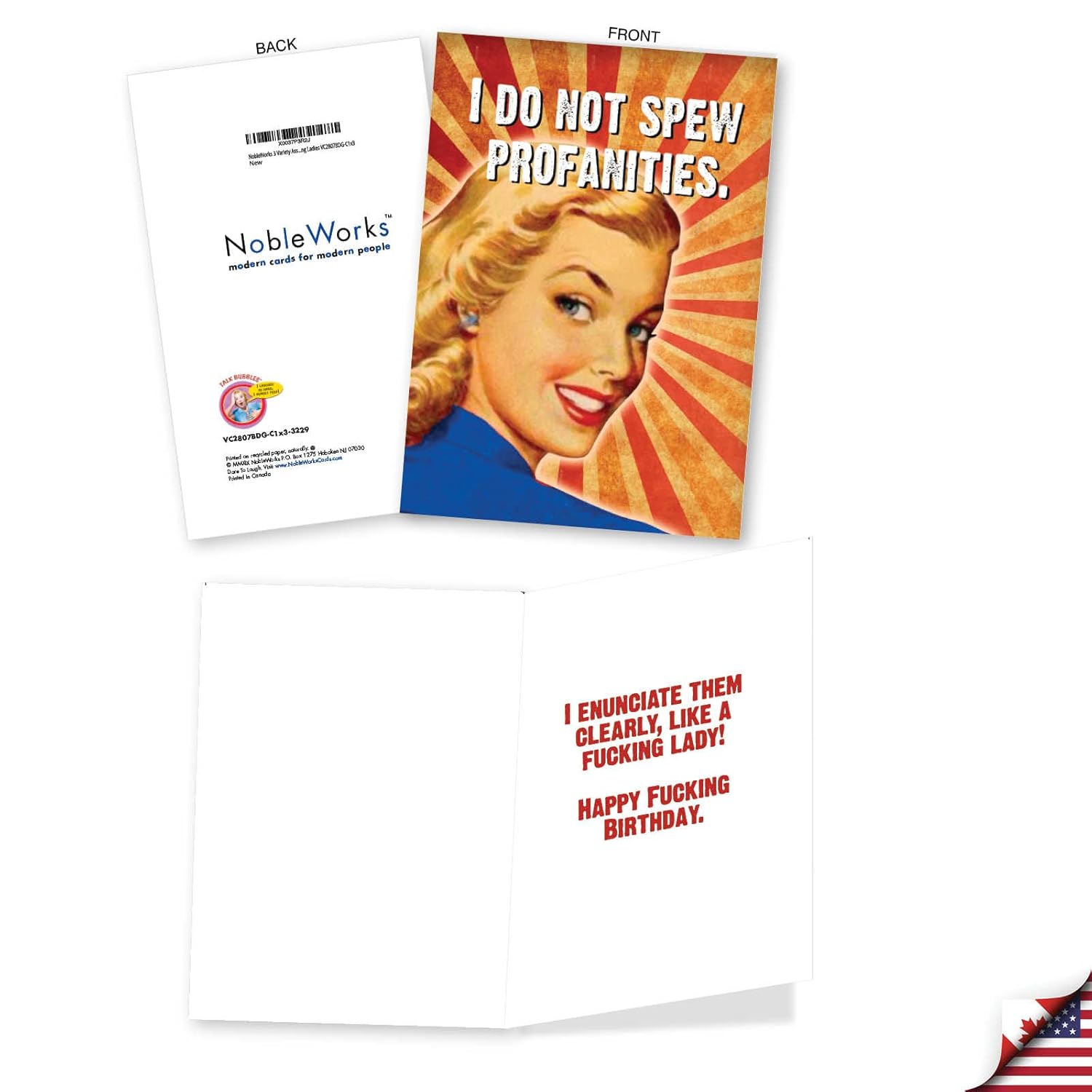 Assorted 3 Pack, Funny Naughty Retro Birthday Cards For Women With 5 X 7 Inch Envelopes (3 Designs, 1 Each) Laughing Ladies Vc2807Bdg-C1X3