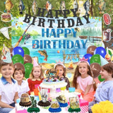 Fishing Birthday Decorations - 34Pcs Balloons, Banners, Centerpieces, Cake Topper Kit, Angler Party Decor