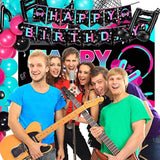 Music Party Supplies Kit – Disco Theme Decor with Balloons, Backdrop, Banners & Tableware Set