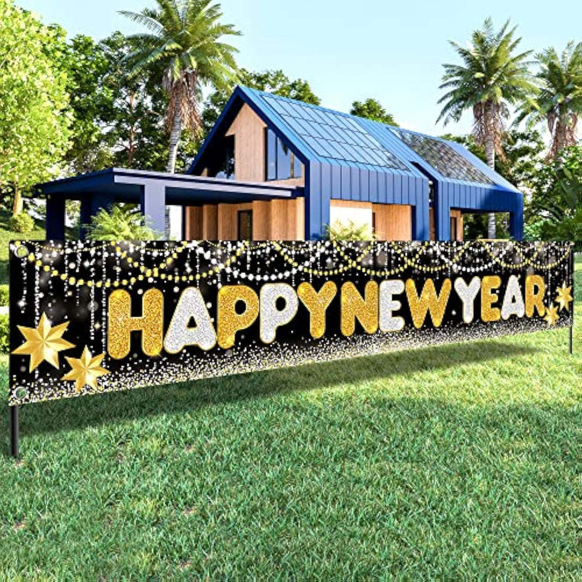 Extra Large 2026 Happy New Year Banner 120x20 Inch for Yard and Party Decor