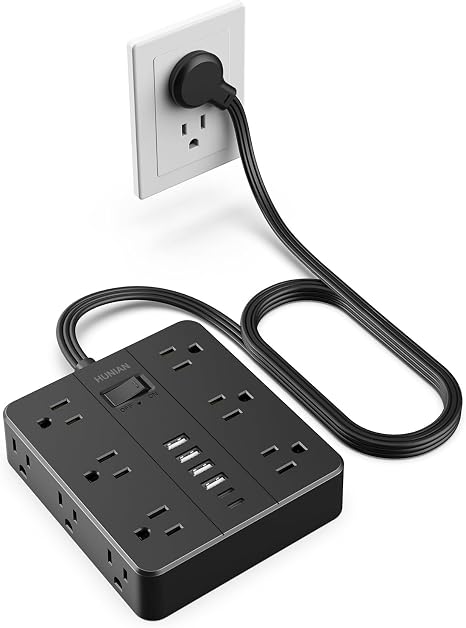 Power Strip 12 Outlets 6 USB Ports 2 USB C 5FT Extension Cord Desk Charging Station