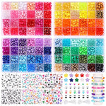 96 Colors 3000Pcs Pony Beads Bracelet Making Kit Friendship Bracelet Kit Rainbow Kandi Beads With Letter And Heart Beads Elastic Threads For Jewelry Necklace Making