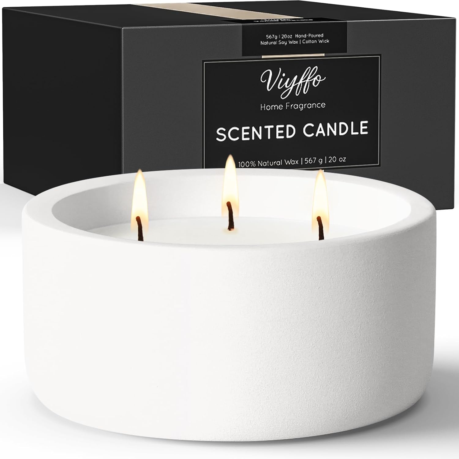 20Oz Large White Scented Candle For Women – Vanilla Dreamscape, 3 Wick Non Toxic Soy Candle, Matte Ceramic Jar, Luxury Home Fragrance, Elegant Winter Décor & Premium Valentines Day Gift