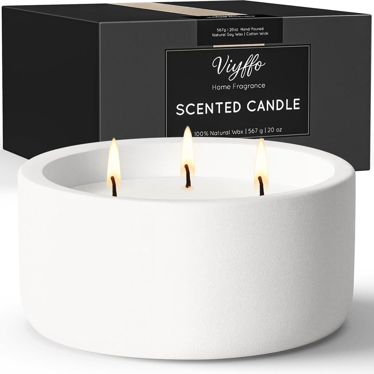 20Oz Large White Scented Candle For Women – Vanilla Dreamscape, 3 Wick Non Toxic Soy Candle, Matte Ceramic Jar, Luxury Home Fragrance, Elegant Winter Décor & Premium Valentines Day Gift