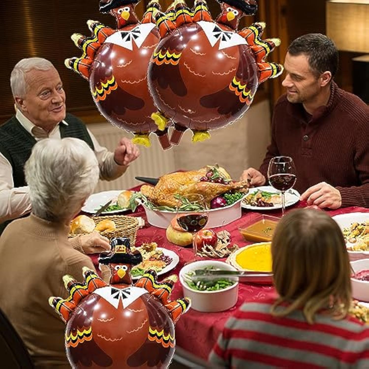 Turkey Balloons 3Pcs Thanksgiving Foil Balloons Fall Harvest Party Decorations Set