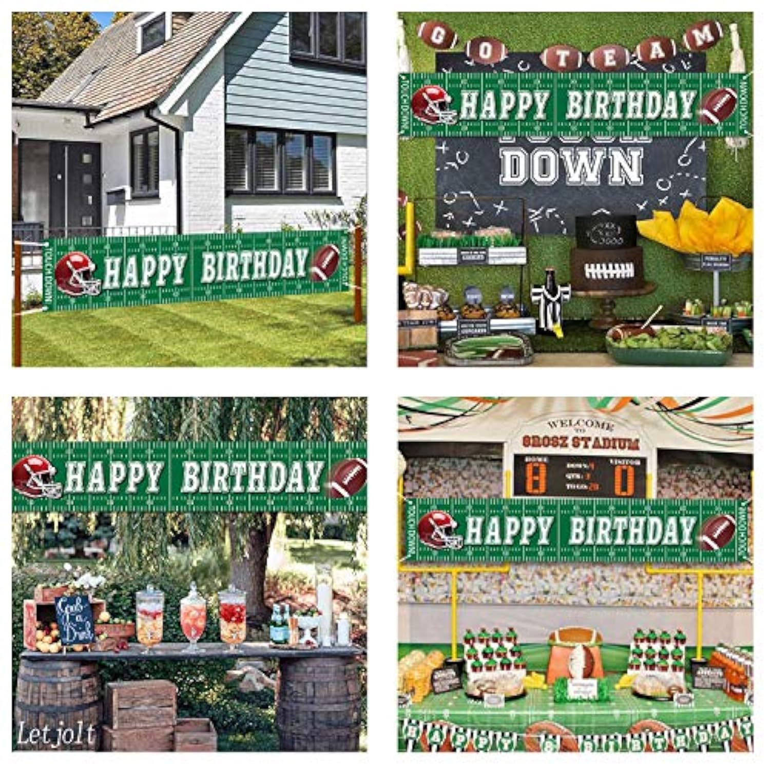 Football Happy Birthday Banner Decorations Birthday Signs Giant Birthday Party Supplies Fence Yard Signs Outdoor Decorations Photo Backdrop 6 Feet