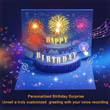 Birthday Cards With Recording Function Fireworks 3D Pop Up Blowable Led Candle Birthday Cake Light And Music Happy Birthday Greeting Cards Gift For Mom Women Sisters Grandma Kids Wife